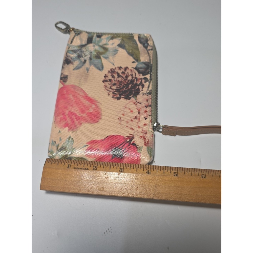 Hobo Coated Canvas & Leather Zipper Wristlet Phone Pouch Botanical Floral Print - Picture 9 of 10